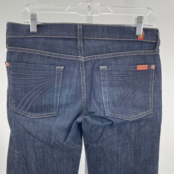 7 For All Mankind Dark Blue Denim Crop Dojo Low Rise Straight Leg Y2K Jeans 28 - Picture 6 of 15